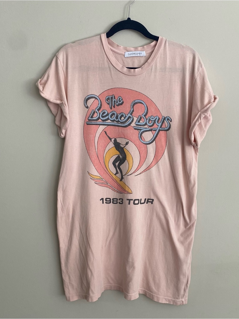 Daydreamer LA Beach Boys World 1983 Tour Tee M Pastel Peach Pink Free People